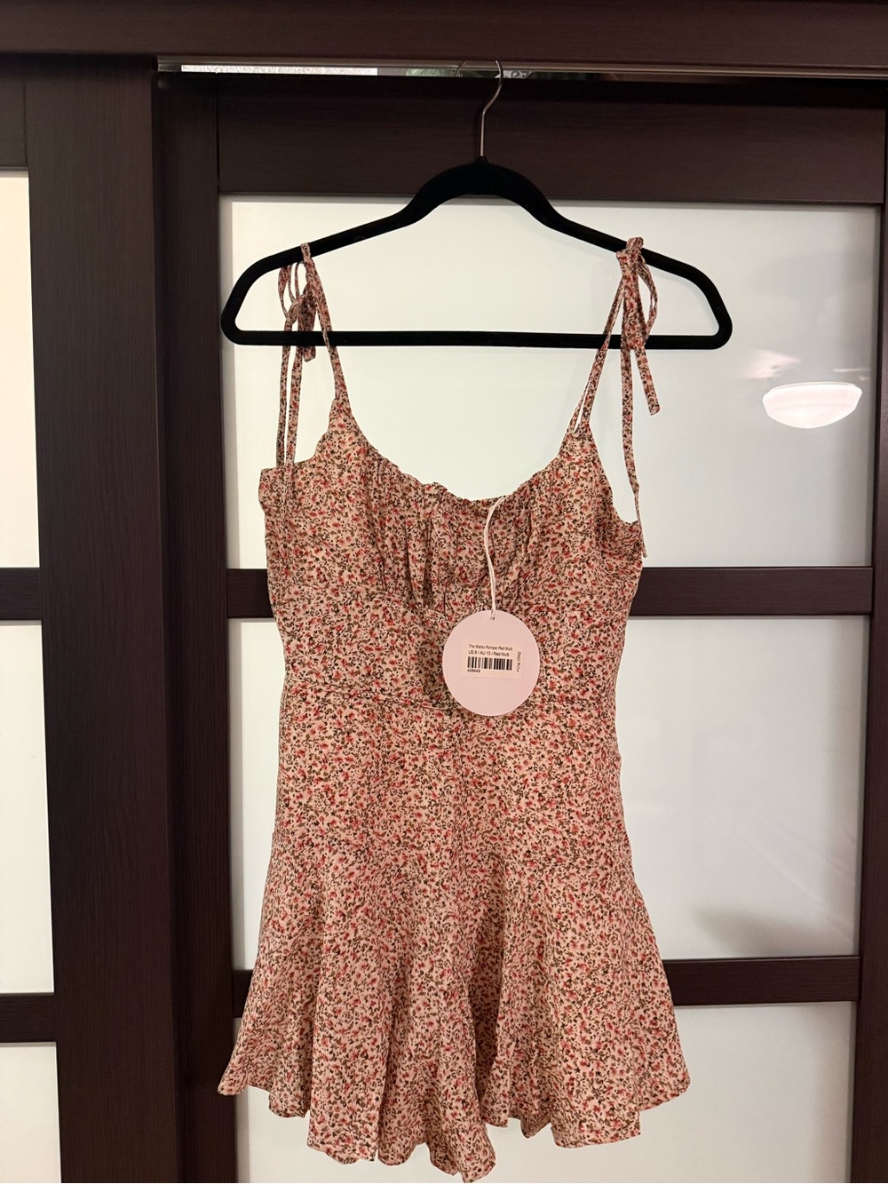 Princess Polly Pink Floral Tie-Shoulder Mini Romper